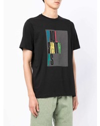 schwarzes bedrucktes T-Shirt mit einem Rundhalsausschnitt von PS Paul Smith