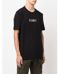 schwarzes bedrucktes T-Shirt mit einem Rundhalsausschnitt von C.P. Company