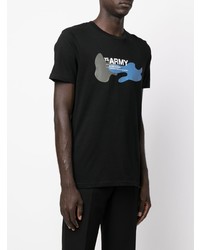 schwarzes bedrucktes T-Shirt mit einem Rundhalsausschnitt von Yves Salomon Army
