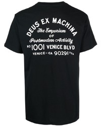 schwarzes bedrucktes T-Shirt mit einem Rundhalsausschnitt von Deus Ex Machina