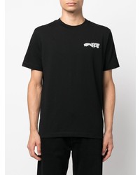 schwarzes bedrucktes T-Shirt mit einem Rundhalsausschnitt von Off-White