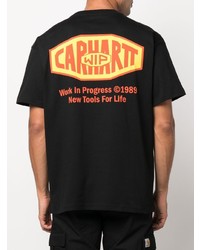 schwarzes bedrucktes T-Shirt mit einem Rundhalsausschnitt von Carhartt WIP