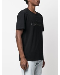 schwarzes bedrucktes T-Shirt mit einem Rundhalsausschnitt von Isabel Marant