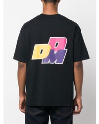 schwarzes bedrucktes T-Shirt mit einem Rundhalsausschnitt von Drôle De Monsieur