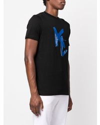 schwarzes bedrucktes T-Shirt mit einem Rundhalsausschnitt von Karl Lagerfeld