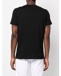 schwarzes bedrucktes T-Shirt mit einem Rundhalsausschnitt von Karl Lagerfeld