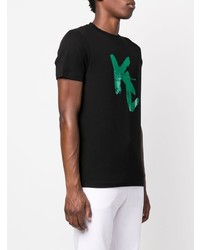 schwarzes bedrucktes T-Shirt mit einem Rundhalsausschnitt von Karl Lagerfeld