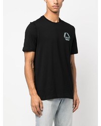 schwarzes bedrucktes T-Shirt mit einem Rundhalsausschnitt von Diesel