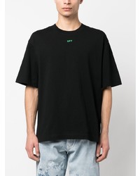 schwarzes bedrucktes T-Shirt mit einem Rundhalsausschnitt von Off-White