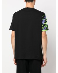 schwarzes bedrucktes T-Shirt mit einem Rundhalsausschnitt von Just Cavalli