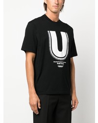 schwarzes bedrucktes T-Shirt mit einem Rundhalsausschnitt von Undercover