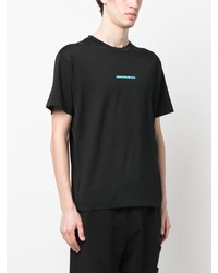 schwarzes bedrucktes T-Shirt mit einem Rundhalsausschnitt von Stone Island