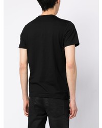 schwarzes bedrucktes T-Shirt mit einem Rundhalsausschnitt von Diesel