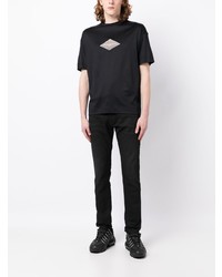 schwarzes bedrucktes T-Shirt mit einem Rundhalsausschnitt von Emporio Armani