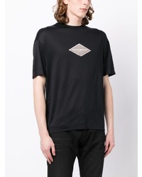 schwarzes bedrucktes T-Shirt mit einem Rundhalsausschnitt von Emporio Armani