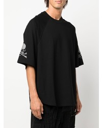 schwarzes bedrucktes T-Shirt mit einem Rundhalsausschnitt von Mastermind Japan