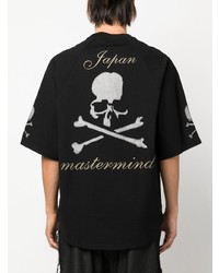 schwarzes bedrucktes T-Shirt mit einem Rundhalsausschnitt von Mastermind Japan