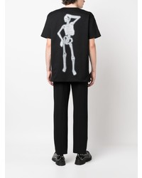 schwarzes bedrucktes T-Shirt mit einem Rundhalsausschnitt von Alexander McQueen