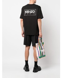 schwarzes bedrucktes T-Shirt mit einem Rundhalsausschnitt von Kenzo