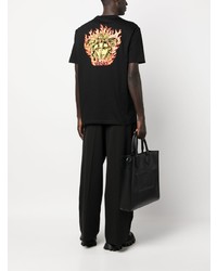 schwarzes bedrucktes T-Shirt mit einem Rundhalsausschnitt von Versace