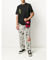 schwarzes bedrucktes T-Shirt mit einem Rundhalsausschnitt von MSGM