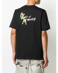 schwarzes bedrucktes T-Shirt mit einem Rundhalsausschnitt von MSGM