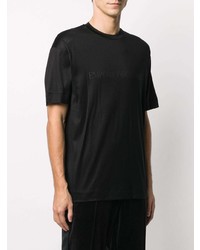 schwarzes bedrucktes T-Shirt mit einem Rundhalsausschnitt von Emporio Armani