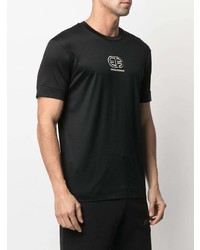 schwarzes bedrucktes T-Shirt mit einem Rundhalsausschnitt von Emporio Armani