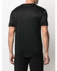 schwarzes bedrucktes T-Shirt mit einem Rundhalsausschnitt von Emporio Armani