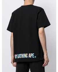 schwarzes bedrucktes T-Shirt mit einem Rundhalsausschnitt von A Bathing Ape