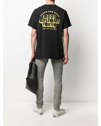 schwarzes bedrucktes T-Shirt mit einem Rundhalsausschnitt von Deus Ex Machina