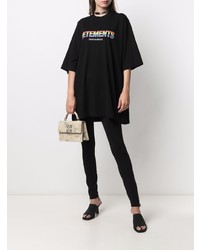 schwarzes bedrucktes T-Shirt mit einem Rundhalsausschnitt von Vetements