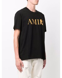 schwarzes bedrucktes T-Shirt mit einem Rundhalsausschnitt von Amiri