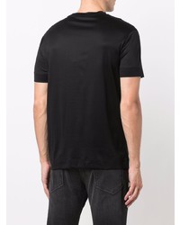 schwarzes bedrucktes T-Shirt mit einem Rundhalsausschnitt von Emporio Armani