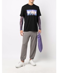 schwarzes bedrucktes T-Shirt mit einem Rundhalsausschnitt von MSGM