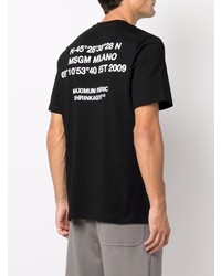 schwarzes bedrucktes T-Shirt mit einem Rundhalsausschnitt von MSGM