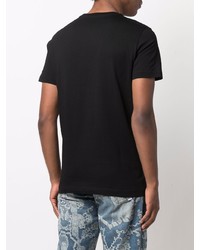 schwarzes bedrucktes T-Shirt mit einem Rundhalsausschnitt von Diesel