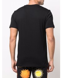 schwarzes bedrucktes T-Shirt mit einem Rundhalsausschnitt von Moschino