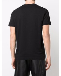 schwarzes bedrucktes T-Shirt mit einem Rundhalsausschnitt von Diesel