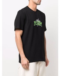 schwarzes bedrucktes T-Shirt mit einem Rundhalsausschnitt von MSGM