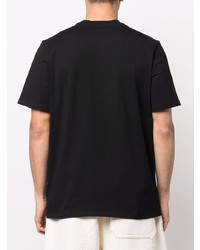 schwarzes bedrucktes T-Shirt mit einem Rundhalsausschnitt von MSGM