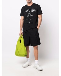 schwarzes bedrucktes T-Shirt mit einem Rundhalsausschnitt von Moschino