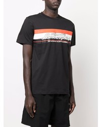 schwarzes bedrucktes T-Shirt mit einem Rundhalsausschnitt von Automobili Lamborghini