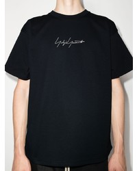 schwarzes bedrucktes T-Shirt mit einem Rundhalsausschnitt von Yohji Yamamoto