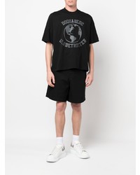 schwarzes bedrucktes T-Shirt mit einem Rundhalsausschnitt von DSQUARED2