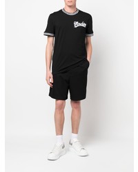 schwarzes bedrucktes T-Shirt mit einem Rundhalsausschnitt von Moschino