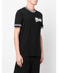 schwarzes bedrucktes T-Shirt mit einem Rundhalsausschnitt von Moschino