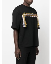 schwarzes bedrucktes T-Shirt mit einem Rundhalsausschnitt von Lanvin