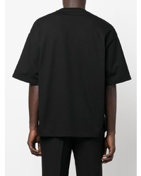 schwarzes bedrucktes T-Shirt mit einem Rundhalsausschnitt von Lanvin