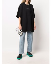 schwarzes bedrucktes T-Shirt mit einem Rundhalsausschnitt von Vetements